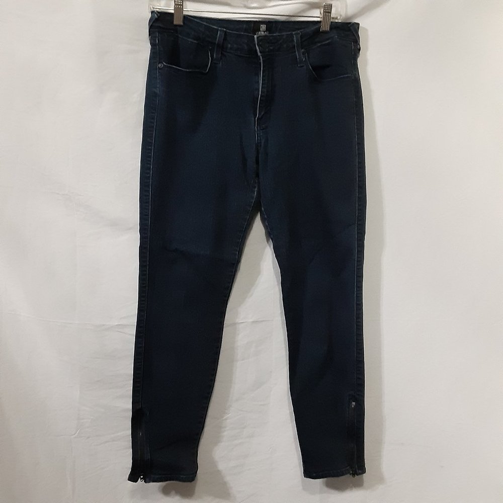 Just Black Size 31 Dark Blue Jean Skinny Stretch Comfort Zipper Ankle USA Made